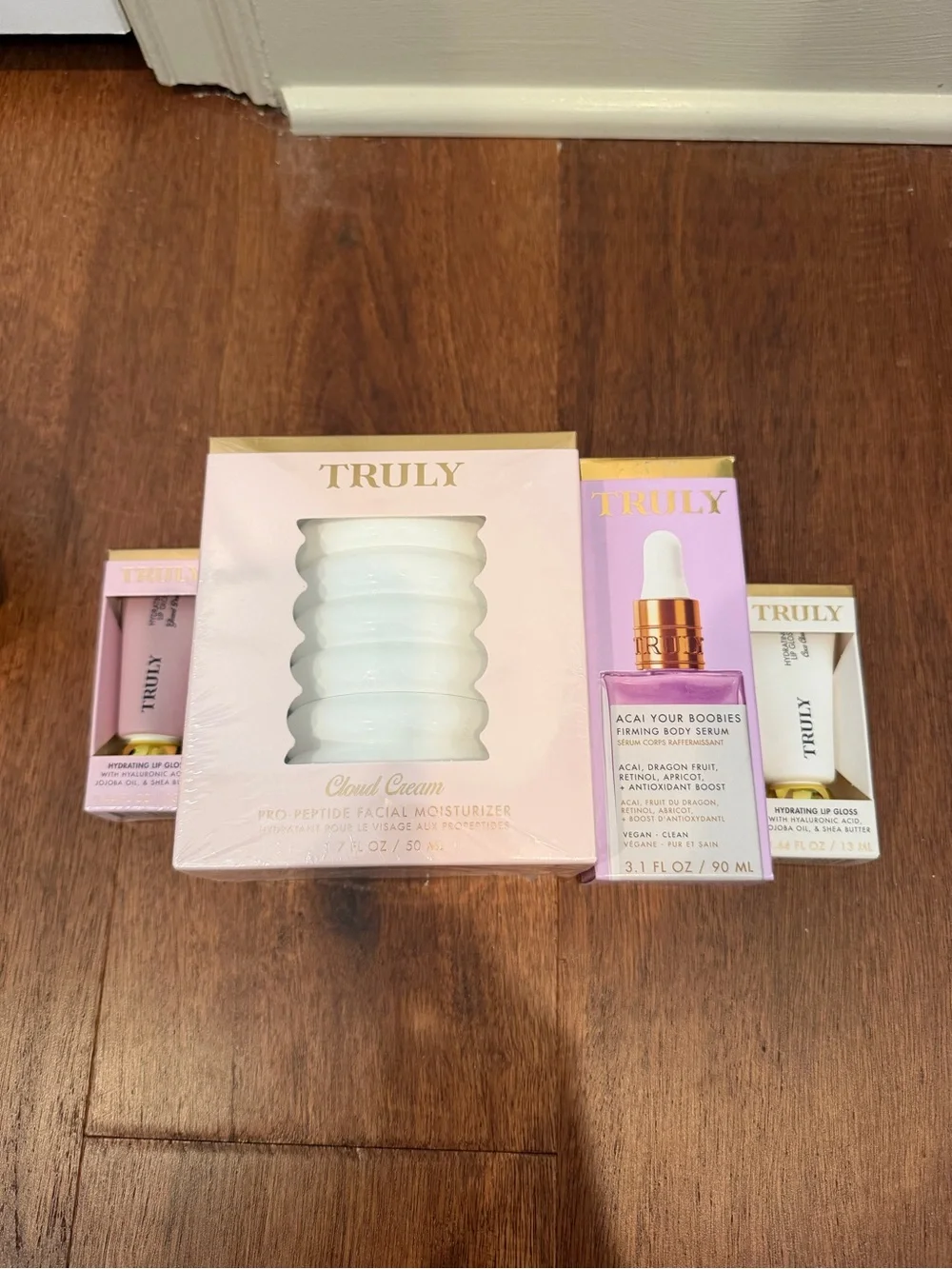 TRULY Pink Cloud Cream Pro-Peptide Facial Moisturizer & Serum Set, Lippies